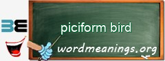 WordMeaning blackboard for piciform bird